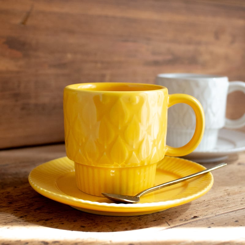 リーフ柄 レリーフ マグカップ 全6色 | 光泉窯 -kosengama-