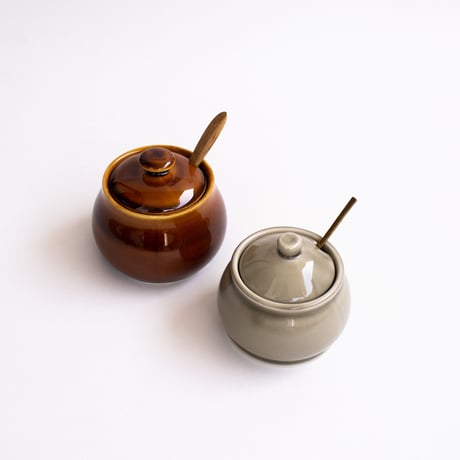 シュガーポット　大　茶　飴釉
