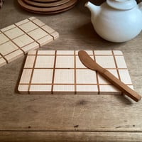 渡邊浩幸　寄木トレー　チェック小