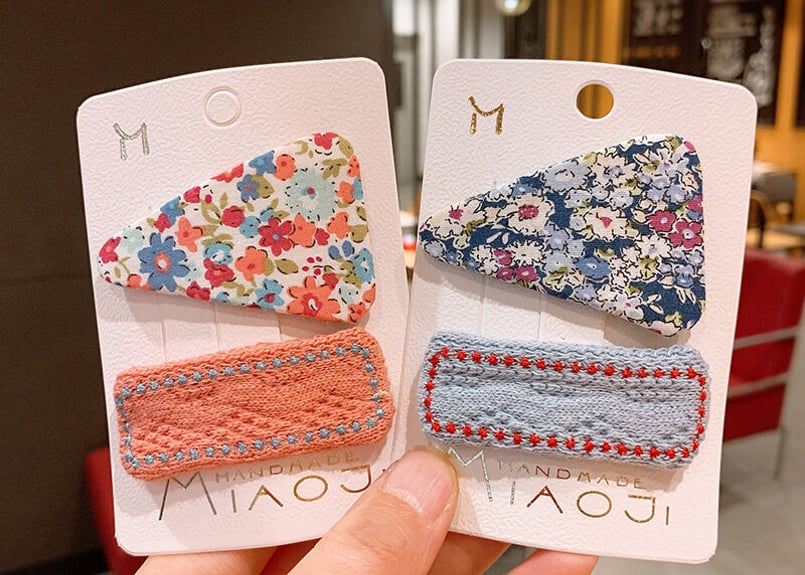 SALE】三角フラワーベビー刺繍ヘアピンセット | cheval
