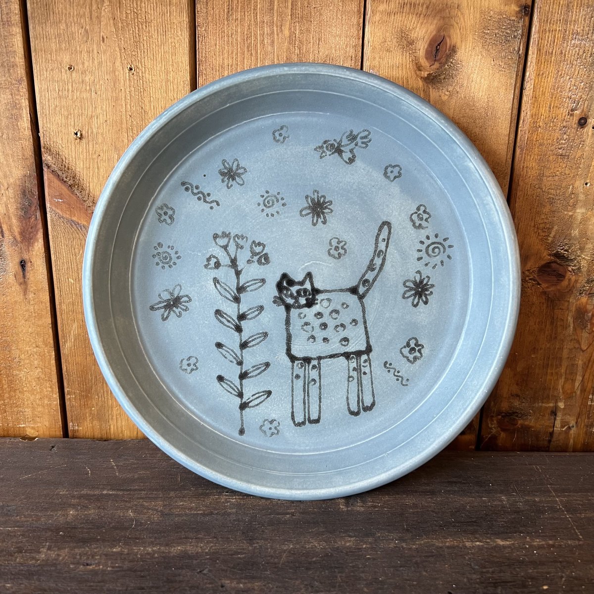 猫のイラスト皿 Louisville Stoneware 猫のイラスト皿