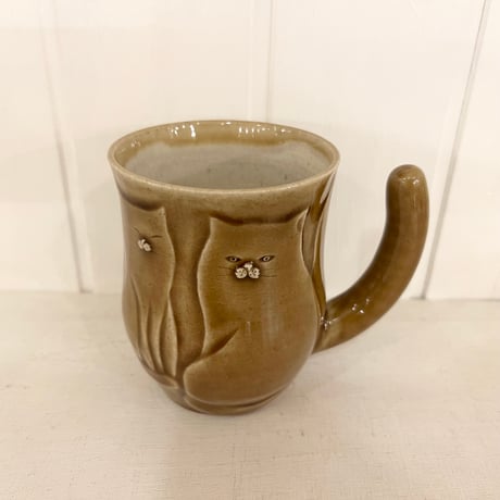 工房モノゴコロ　猫のマグカップ(BR) ５匹の猫　モ-25-2