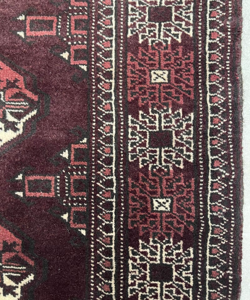 玄関マット　トルクメン絨毯　ラグ　手織り トライバルラグ 58x94cm ハンドメイド トルクメン絨毯 ラグ 手織り トライバルラグ 58x94cm