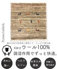 【出展中】本物志向のイラン産  高密度  ペルシャギャッベ 手織り 266133 40cmx40cm