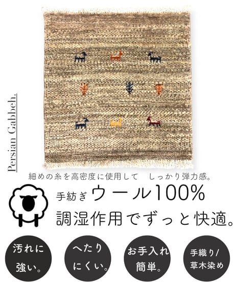 【出展中】本物志向のイラン産  高密度  ペルシャギャッベ 手織り 266133 40cmx40cm