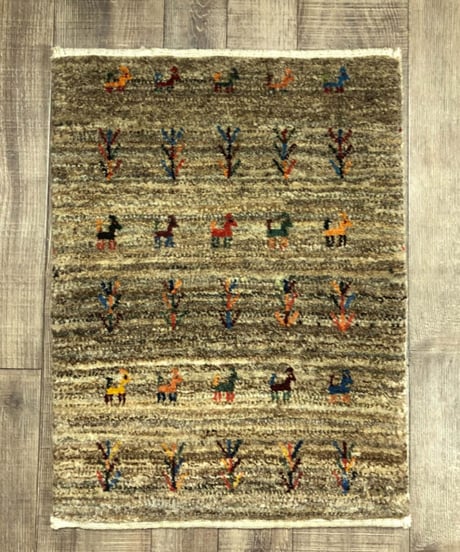 出展中 本物志向のイラン産  高密度  ペルシャギャッベ 手織り 267245 40cmx60cm