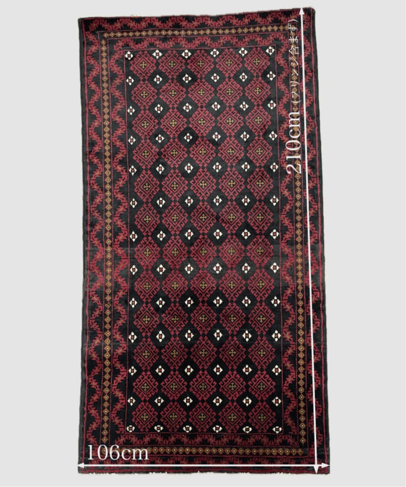 ヴィンテージラグ トライバルラグ バルーチ　手織り絨毯 185×78 バルーチ族ラグ ヴィンテージラグ、トライバルラグ、手織り絨毯