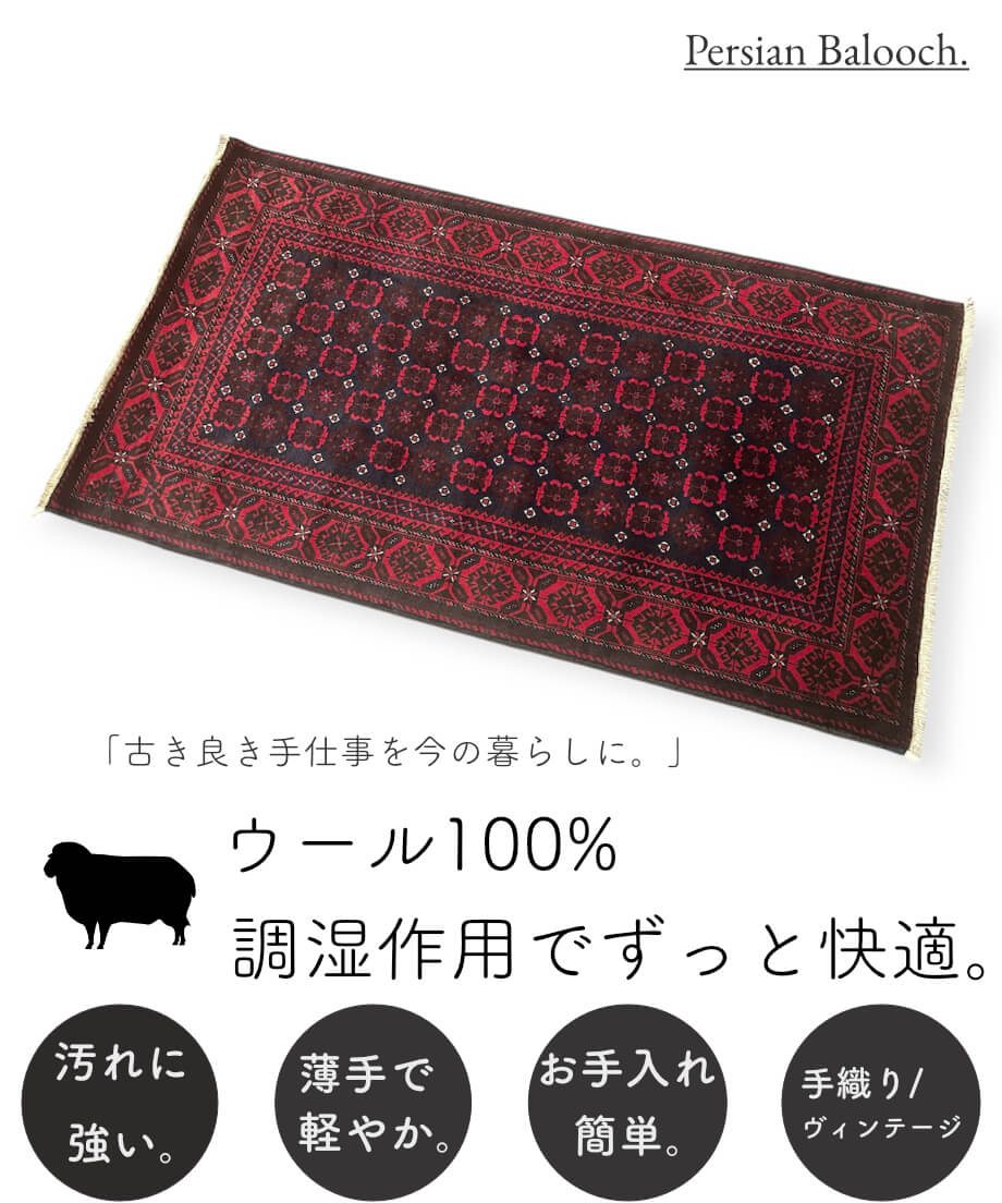 トライバルラグ ペルシャバルーチ 手織り 273794 | piece of rug.