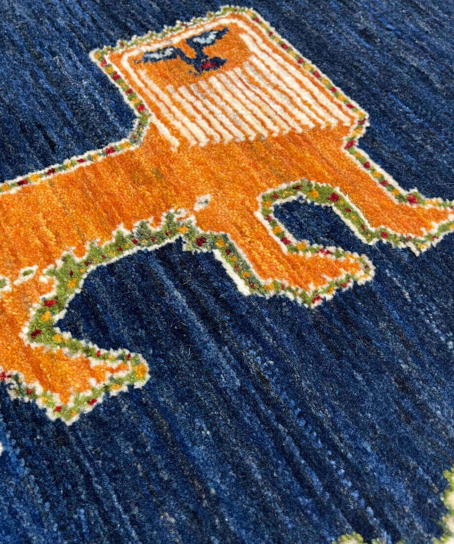 本物志向のイラン産 高密度 ペルシャギャッベ 手織り Lion 282288