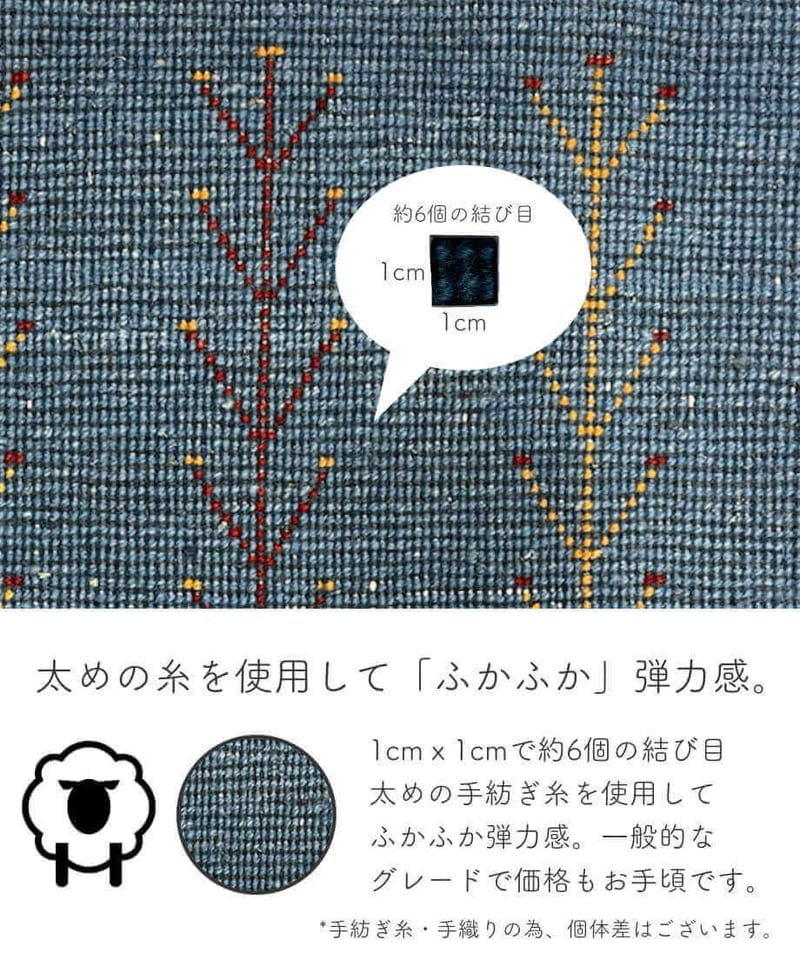 本物志向のイラン産 ペルシャギャッベ 手織り 268726 65cmx86cm | piec