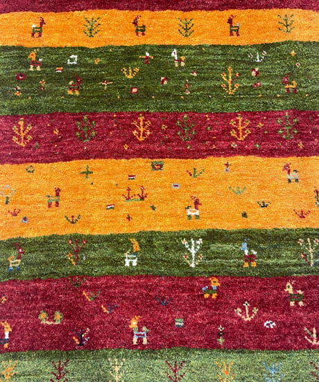 本物志向のイラン産  ペルシャギャッベ 手織り 285332 84cmx115cm