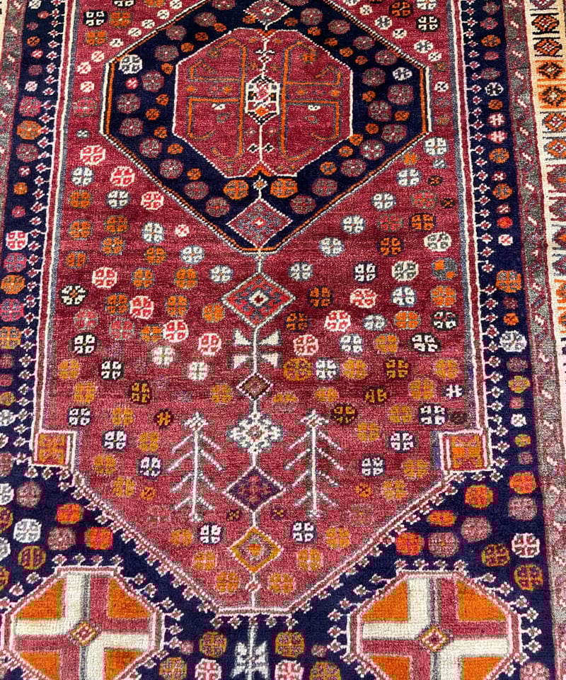 ヴィンテージラグ　シラーズラグ　カシュガイ　トライバルラグ110ｘ78 ヴィンテージラグ シラーズラグ カシュガイ トライバルラグ110x78