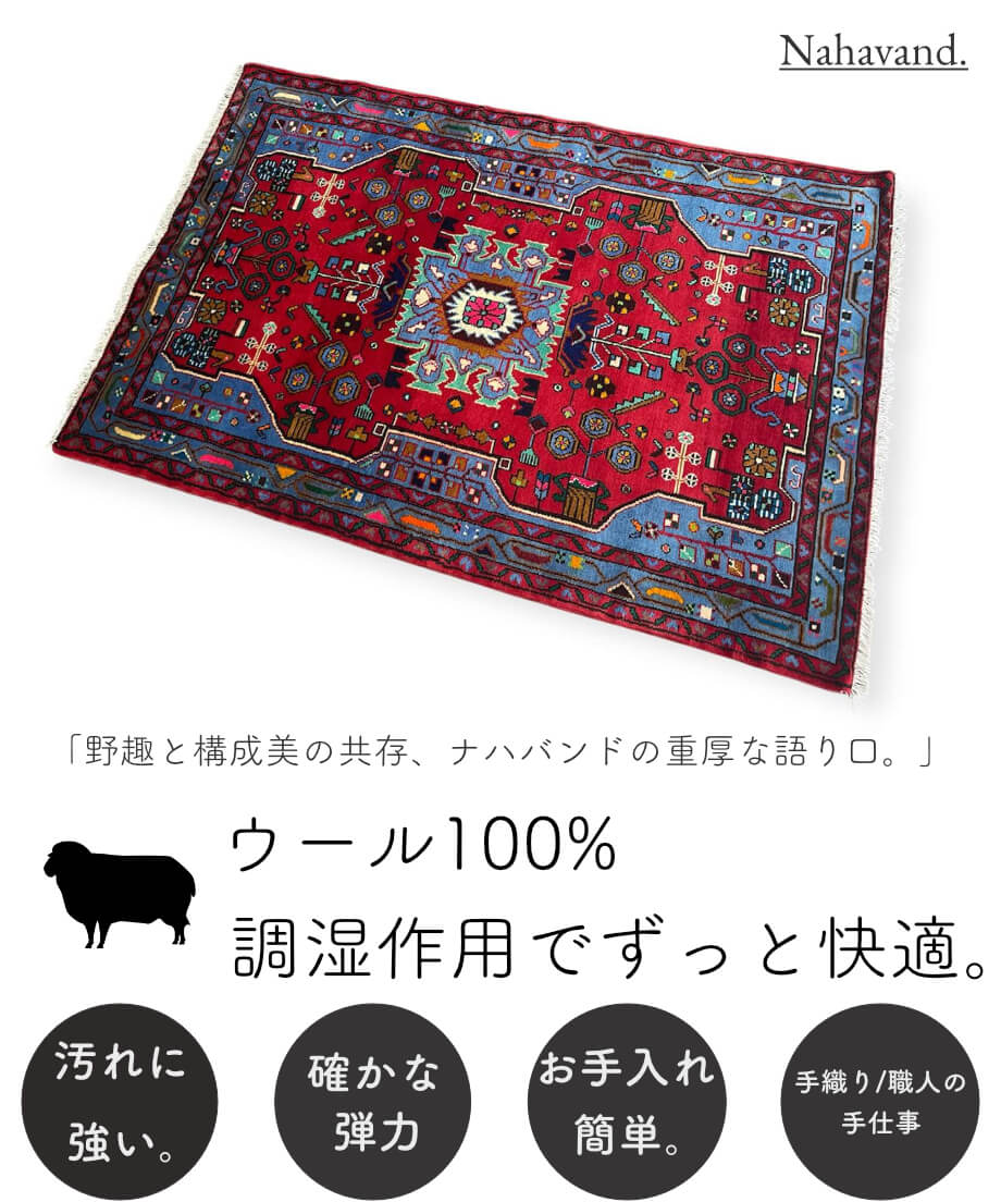 ペルシャ絨毯 手織りナハバンド 280781 105cmx155cm | piece of rug.