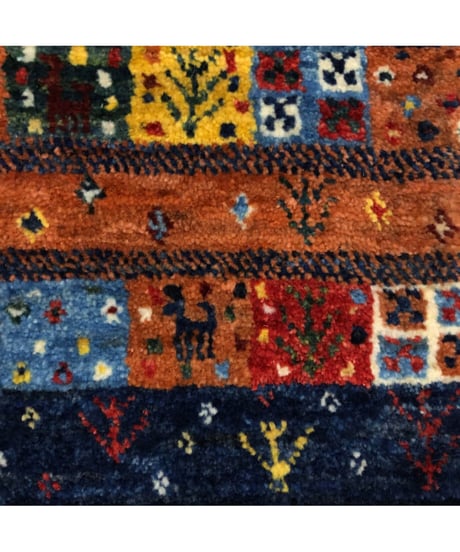 【出展中】本物志向のイラン産  高密度  ペルシャギャッベ 手織り 266522 40cmx40cm