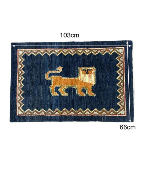 本物志向のイラン産  高密度  ペルシャギャッベ 手織り Lion 282288 66cmx103cm