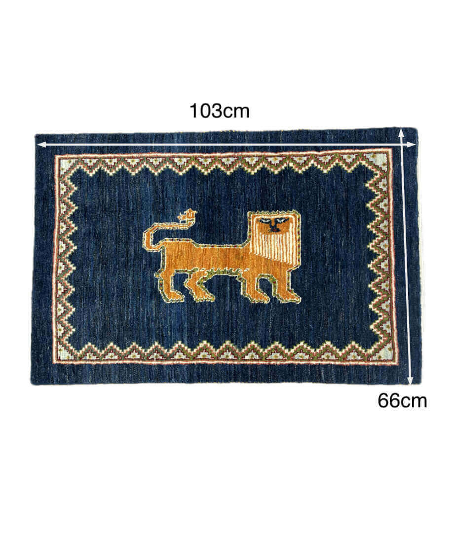 本物志向のイラン産 高密度 ペルシャギャッベ 手織り Lion 282288