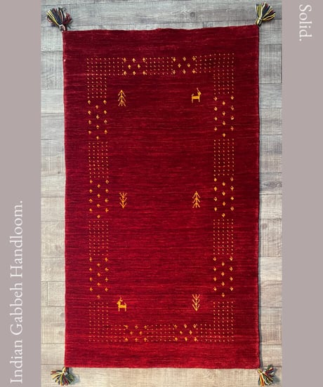 インドギャッベ 手機織り Solid RED 45cmx75cm~70cmx120cm
