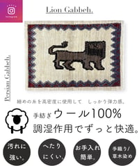 本物志向のイラン産  高密度  ペルシャギャッベ 手織り Lion 282283 63cmx90cm