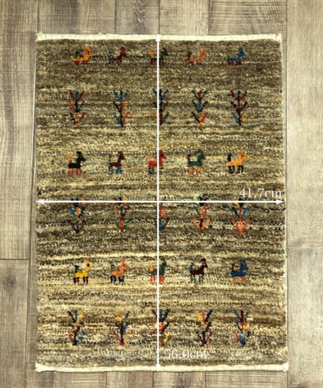 出展中 本物志向のイラン産  高密度  ペルシャギャッベ 手織り 267245 40cmx60cm