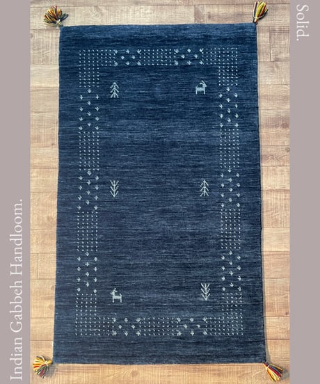インドギャッベ 手機織り Solid BL 45cmx75cm~70cmx120cm
