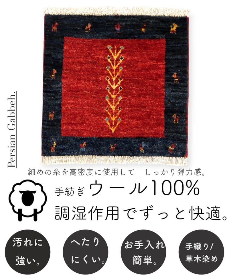 ペルシャギャッベ 手織り 266343 40cmx40cm | piece of rug.