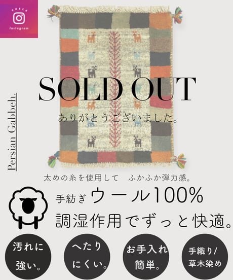 【出展中】本物志向のイラン産  ペルシャギャッベ 手織り 263433 40cmx60cm