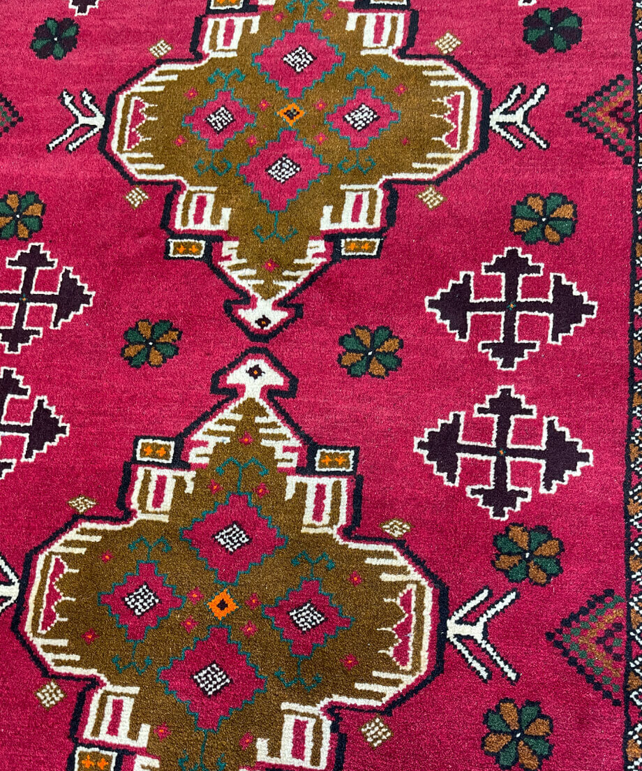 手織り トライバルラグ 124×76㎝ トライバルラグ バルーチ 168x85cm 4つのメダリオン