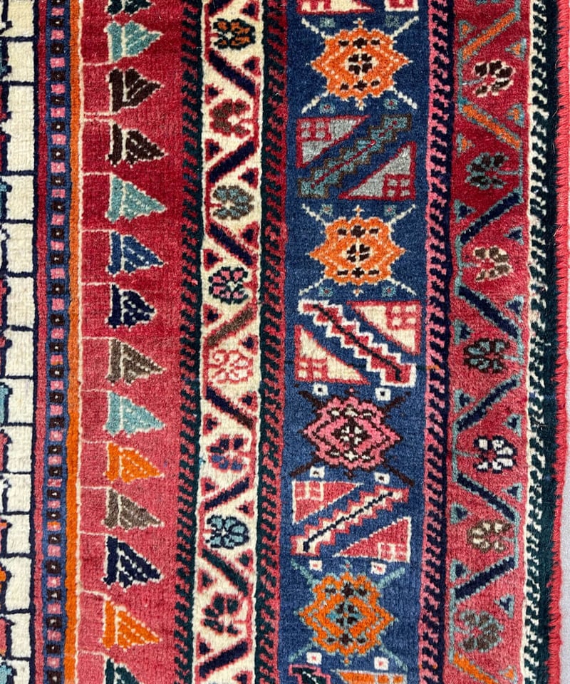 Y3059 パキスタン絨毯 182×125㎝ ウール 手織り トライバルラグ