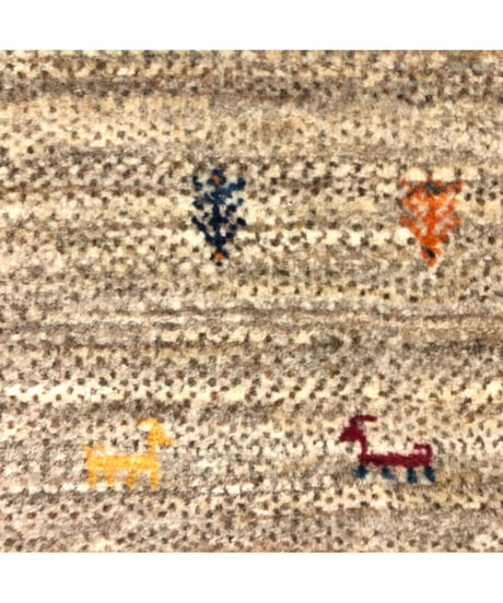 【出展中】本物志向のイラン産  高密度  ペルシャギャッベ 手織り 266133 40cmx40cm