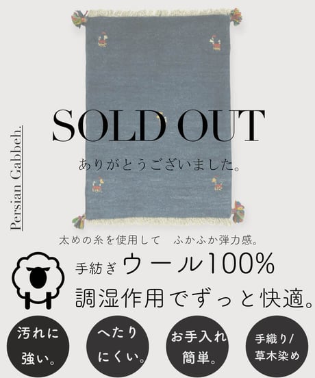 【出展中】本物志向のイラン産  ペルシャギャッベ 手織り 269014 40cmx60cm