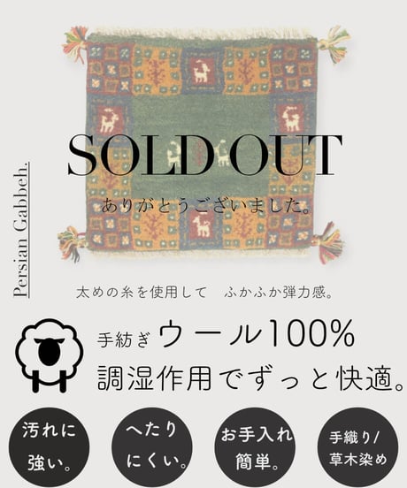 【出展中】本物志向のイラン産  ペルシャギャッベ 手織り 271510 40cmx40cm