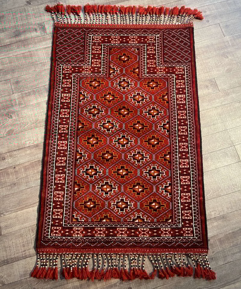 手織りペルシャ絨毯中古美品290×128cmトルクメントライバルラグ