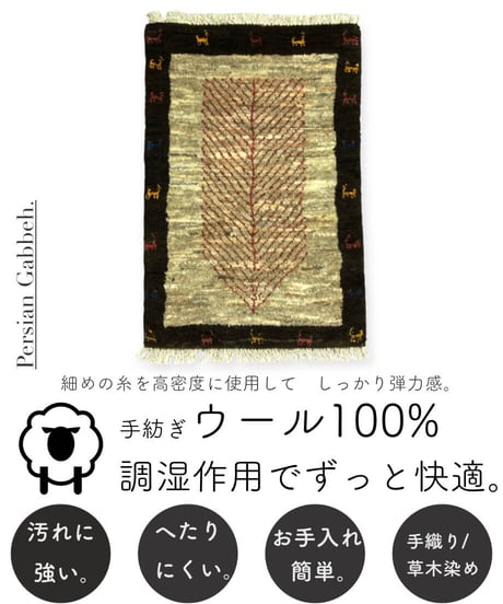 【出展中】本物志向のイラン産  高密度  ペルシャギャッベ 手織り 272650 40cmx60cm