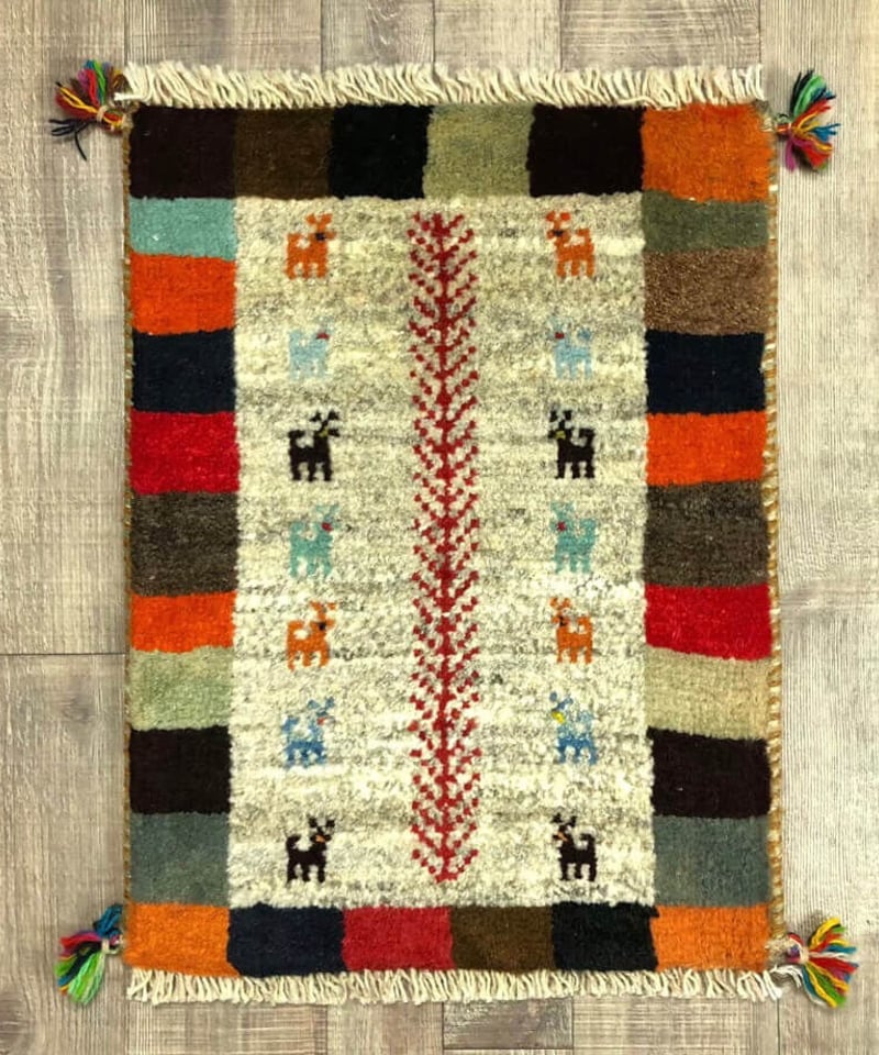 204x252cm約3帖絹100%手織り(76)ペルシャ・ギャッベ・じゅうたん