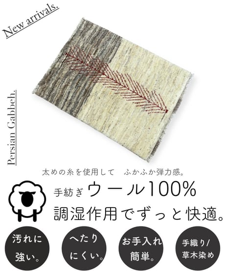 144cm×216cm 本場ペルシャギャッベ・手織り手紡ぎ ☆ペルシャ手織りギャッベ 玄関マットSサイズ 11 | 三越