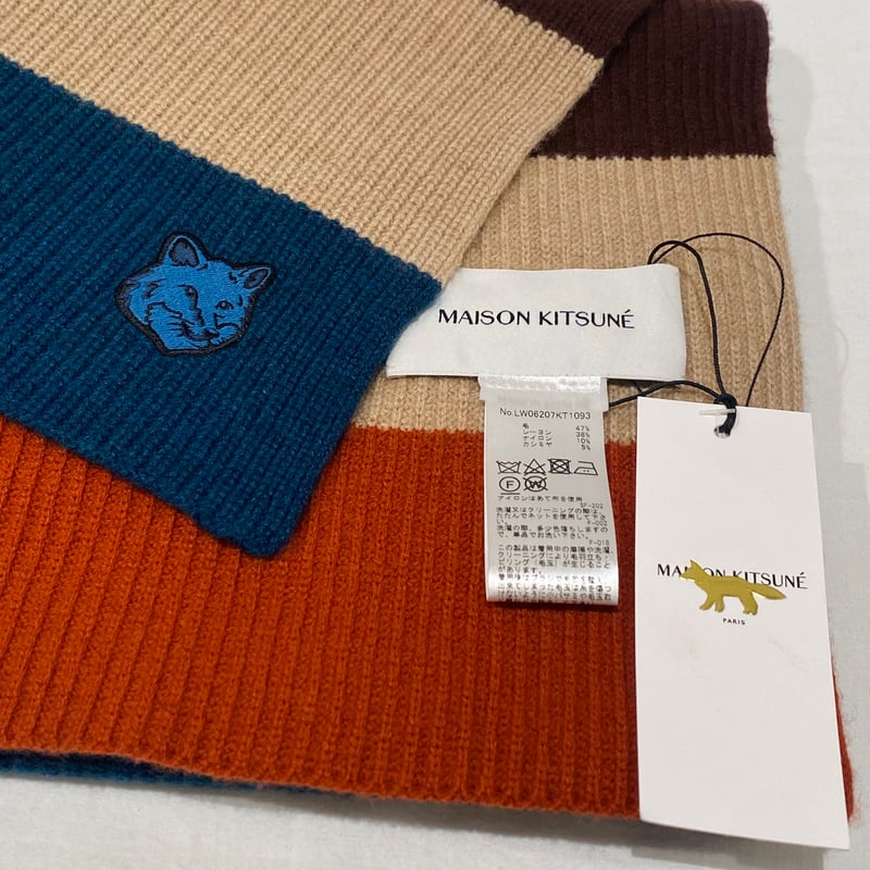 MAISON KITSUNE プレッピーストライプドスカーフ ユニセックス | due 