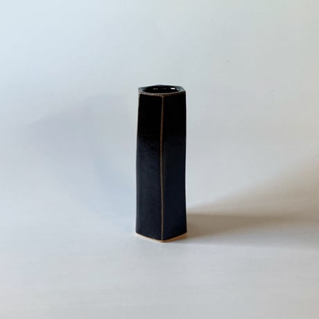 面取筒花入（小　高さ約18cm）黒＜限定2個＞（08）