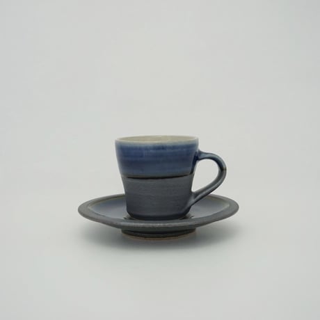 コーヒー碗・皿　下鉄呉須　（02）