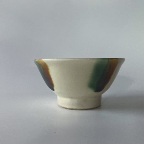 ご飯茶碗（小　口径約11.5cm・高さ約6cm）三彩　（08）