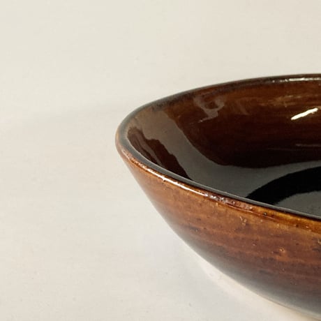ロクロ楕円深皿（6寸／約22cm×15.5cm）  飴　（03）