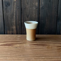 焼締めビールカップ（中　口径約7.5㎝・高さ約10.5㎝）白　（06）