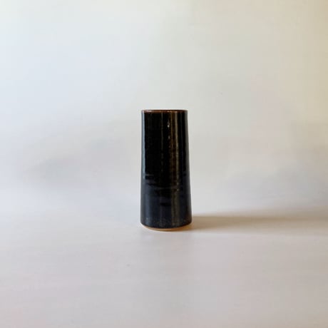 切立筒花入　黒（高さ 5寸／約15.5cm）　（08）