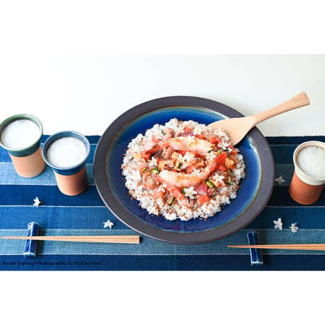 焼締めビールカップ（中　口径約7.5㎝・高さ約10.5㎝）呉須　（06）