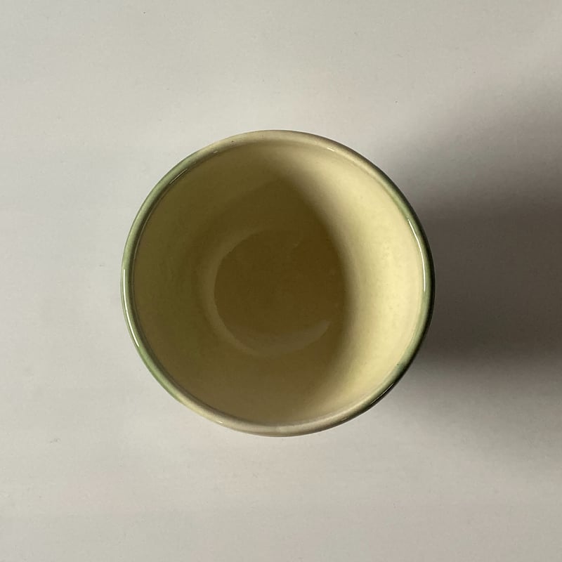 ご飯茶碗 （大 口径約12.5cm・高さ約7cm）緑掛け流し／ぼたん刷毛目