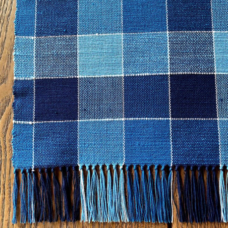 藍染　平織　テーブルセンター(約32cm×45cm)　（i-3）