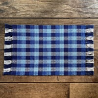 藍染　白と納戸の市松織　テーブルセンター(約30cm×44cm)　納戸×紺×水浅葱　3色　（c-3-3）