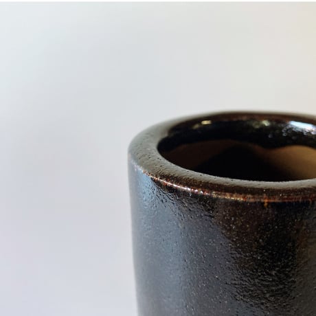切立筒花入　黒（高さ 6寸／約18cm）　（08）