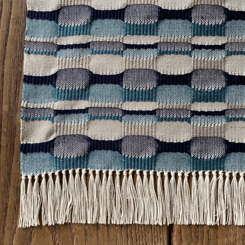 裂き織りテーブルセンター 昭和レトロ 裂き織りのテーブルセンター