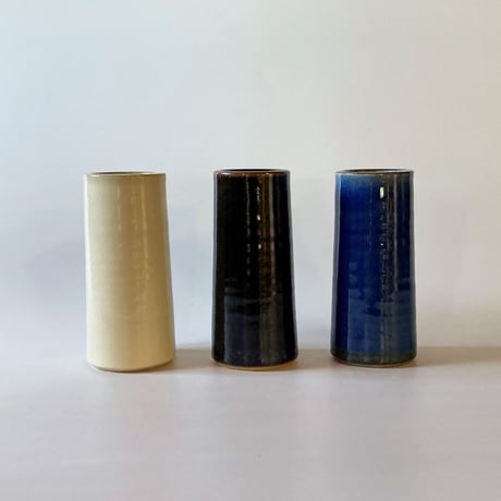 切立筒花入　黒（高さ 5寸／約15.5cm）　（08）