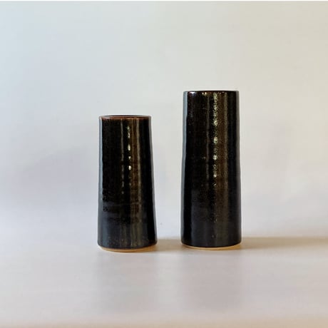 切立筒花入　黒（高さ 5寸／約15.5cm）　（08）